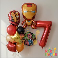 Parti Station Avengers Iron Man 7 Yaş Doğum Günü Balon Seti | 10 Parça Demir Adam Balon Parti Seti