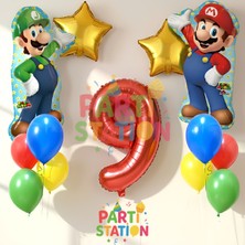 Parti Station Super Mario 9 Yaş Balon Seti Mario & Luigi Balon, Renkli Balonlar 12 Parça Set