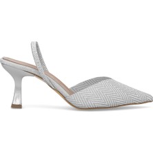 Ayakkabı Fuarı Elit PM474 K1442 Kadın Klasik Topuklu Ayakkabı Gümüş