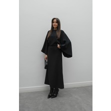 Havoş Siyah Arkası Bağlamalı Kayık Yaka Elbise