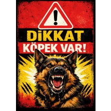 Prolenshop Dikkat  Köpek Var Levhası Kurt Görseli (25x35 cm) 1 Adet