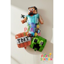 Parti Station Minecraft Balon Seti – Steve, Creeper Temalı Doğum Günü Süsleri