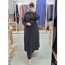 Nurcan Çetin Kemeli Uzun Tunik Gömlek Siyah 25442