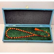 İskenderun Tesbih Iskenderun Tespih Özel Kadife Gömme Kutusunda Koleksiyonluk Hediyelik Çubuk Sıkma Kehribar Tesbih