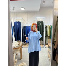 Nuss 3001 Oversize Düğmeli Gömlek Ross Mavi