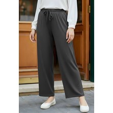 İmaj Butik Antrasit Bel Lastikli Bol Paça Penye Pantolon