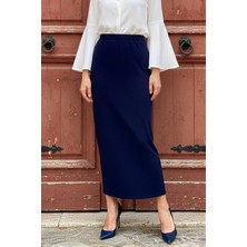 İmaj Butik Lacivert Bel Lastikli Kalem Etek