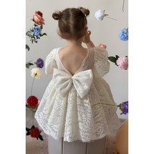 ALYRA Kız Bebek Elbise Kısa Kollu Fiyonklu Doğum Günü Parti Düğün Özel Gün Abiye Kız Çocuk Elbise