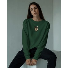 Muhtar Store Husky Baskılı Kadın Sweatshirt – Minimal Göğüs Baskı Antrasit Regular Fit