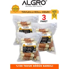 Algro Tavuklu Roll Kemik Köpek Ödülü 400 gr x 3 Paket