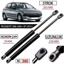 Özgürce Peugeot 206 Hatchback Bagaj Amortisörü Takımı Yan Sanayi 8731E6
