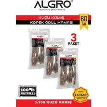 Algro %100 Doğal Kuzu Kamış Köpek Çiğneme Ödülü 80 gr x 3 Paket