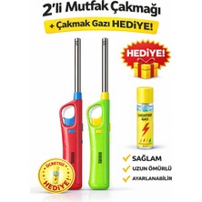 Eser Ticarett 2’li Uzun Gövdeli Mutfak Çakmağı Seti | Ayarlanabilir Alev | Doldurulabilir | Çakmak Gazı Hediyeli