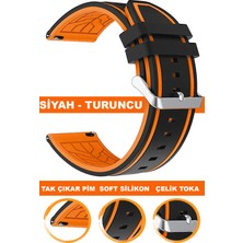  20mm-22mm saatlerle uyumlu çift renk soft silikon saat kordonu kayışı a55-turuncu