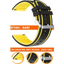 20mm-22mm saatlerle uyumlu çift renk soft silikon saat kordonu kayışı a55-sarı