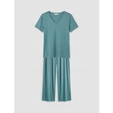 LC Waikiki Lcw Dream Yeşil V Yaka Kadın Pijama Takımı