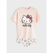 LC Waikiki Lcw Kids Pembe Hello Kitty Baskılı Kız Çocuk Şortlu Pijama Takımı