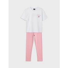 LC Waikiki Lc Waıkıkı Pembe Baskılı Kız Çocuk Pijama Takımı