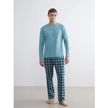 LC Waikiki Lc Waıkıkı Yeşil Standart Kalıp Erkek Pijama Takımı