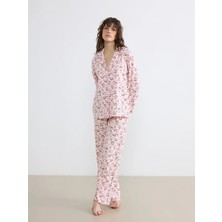 LC Waikiki Lcw Dream Pembe Gömlek Yaka Desenli Kadın Pijama Takım