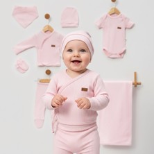Milays 0-3 Ay Bebeklere %100 Pamuk  Çıtçıtlı Body Li Havlulu 7 Parçalı Zıbın Takımı