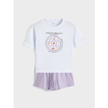 LC Waikiki Lc Waıkıkı Lila Bisiklet Yaka Kız Çocuk Şortlu Pijama Takımı