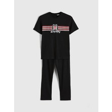 LC Waikiki Lc Waıkıkı Siyah Standart Kalıp Beşiktaş Baskılı Erkek Pijama Takımı