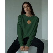 Muhtar Store Pomeranian Baskılı Kadın Sweatshirt – Regular Fit Minimal Köpek Tasarım