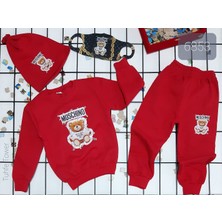 Moschıno Kırmızı Dörtlü Erkek Çocuk Eşofman Takımı  Unisex Fırsat Ürünü Tuhfetower
