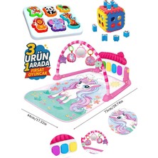 Belirtilmemiş Piyanolu Aynalı Dişlikli Peluşlu Oyun Halısı Müzikli Jimnastik Merkezi Bultak Set Pembe