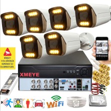 Bises 6 Lı Araç Insan Yüz Tanımalı Hareket Algılayan 5 Mp Lens 8 Warm LED Gece Renkli Kamera Seti 2408W