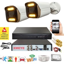 Bises 2 Li Hareket Algılayan 5 Mp Lens 8 Warm LED Gece Renkli Gösteren Güvenlik Kamerası Seti Bs 2408W
