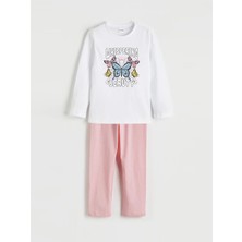 LC Waikiki Lc Waıkıkı Pembe Bisiklet Yaka Baskılı Kız Çocuk Pijama Takım