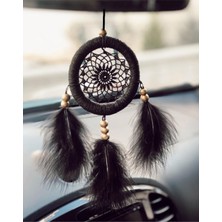 Özgürce Siyah El Yapımı Araba Süsü, Rüya ve Düş Kapanı, Dikiz Aynası Dekoru 9cm