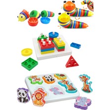 Oruç Oyuncak Oyuncak Bultak Eğitici Geometri Şekiller Söktak Tırtıl Neşeli Hayvanlar Zeka Geliştirici Set