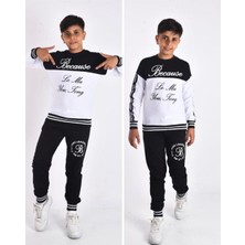 Because Siyah Beyaz Erkek Çocuk Eşofman Takımı Mevsimlik Tuhfetower