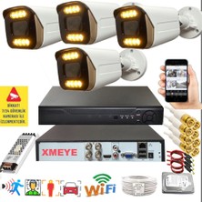 Bises 4 Lü Hareket Algılayan 5 Mp Lens 8 Warm LED Gece Renkli Gösteren Güvenlik Kamerası Seti Bs 2408W