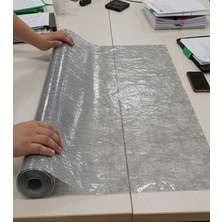 Ünal File 140 x 200 cm Silinebilir Lüks Masa Örtüsü Şeffaf Hasır Desen Gri Pvc Masa Örtüsü