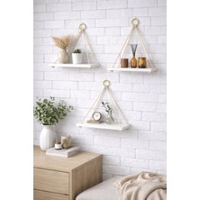 Korvea Ayarlanabilir Ipli Asma Duvar Rafı | Dekoratif Modern Raf 1 Adet | Salon Banyo Mutfak Ofis Beyaz Renk Suntalam Tüm Yaşam Alanları Için Kullanıma Uygun