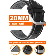  samsung galaxy 4 5 5 pro 6 40mm-42mm-44mm-46mm kasa uyumlu 20mm soft silikon saat kordonu kayışı a55-grı