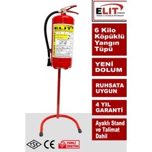 Elit 6 kg Köpüklü Yangın Söndürme Tüpü Stand ve Talimat Dahil Ruhsata Uygun