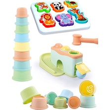 Oruç Oyuncak Oyuncak Eğitici Vur Yuvarla Oyunu Neşeli Hayvanlar Bultak 8 Li Kule 3'lü Set Beceri