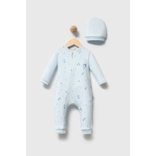 Bubbles %100 Organik Pamuk Balloon Baskı Fermuarlı Unisex Bebek Tulum