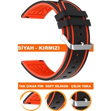  20mm-22mm saatlerle uyumlu çift renk soft silikon saat kordonu kayışı a55-kırmızı