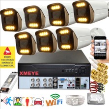 Bises 7 Li Araç Insan Yüz Tanımalı Hareket Algılayan 5 Mp Lens 8 Warm LED Gece Renkli Kamera Seti 2408W