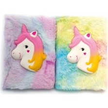 Tp Buğz Kabartmalı Unicorn Tasarımlı Peluş Hatıra Defteri
