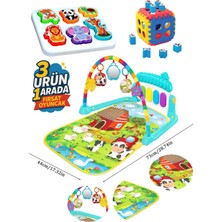 Oruç Oyuncak Piyanolu Aynalı Dişlikli Peluşlu Oyun Halısı Müzikli Jimnastik Merkezi Bultak Set Mavi