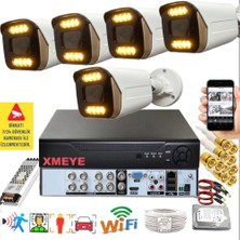 Bises 5 Li Araç Insan Yüz Tanımalı Hareket Algılayan 5 Mp Lens 8 Warm LED Gece Renkli Kamera Seti 2408W