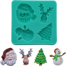 Tahtakale Toptancı Silikon Yılbaşı Temalı (Kardan Adam, Geyik, Noel Baba, Çam Ağacı) Şeker Hamuru Kalıbı