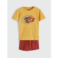 LC Waikiki Lc Waıkıkı Sarı Kısa Kollu Baskılı Erkek Çocuk Şortlu Pijama Takımı